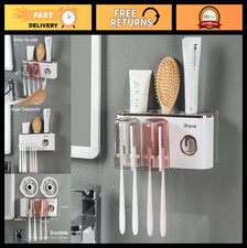 Toothbrush Holders for Bathrooms Wall Mounted with Dispenser 2 Cups