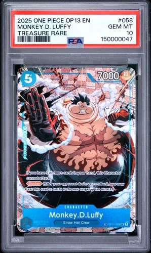 One Piece Monkey D Luffy Treasure Rare OP13 OP11-058 PSA 10 Gem Mint
