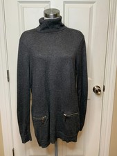 Michael Kors Gray Turtleneck Sweater Dress W/ Zip Pockets, Size XL
