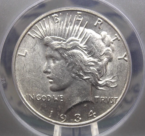 1934 "D" Peace SILVER Dollar $1 ANACS AU58 Details #321 About Unc ECC&C, Inc.