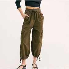 Free People Fly Away Parachute Pant in Army Green sz 6