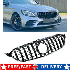 GLOSS BLACK GRILLE FOR MERCEDES C CLASS W205 C205 C200 C220 AMG GT STYLE UK