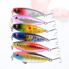 6 Pcs Hard Fishing Lures Painted Floating Life Like Swimbaits Pencil Baits