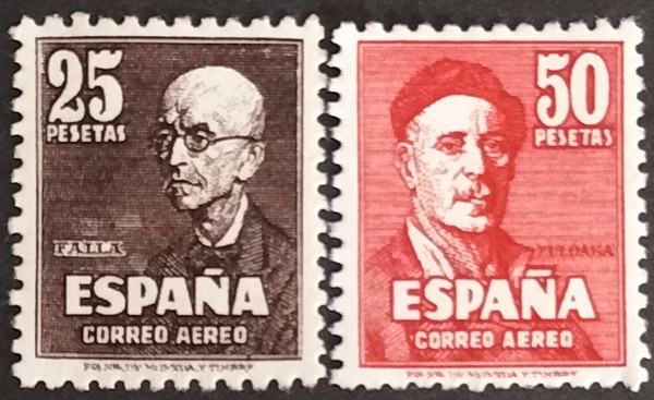 Edifil 1015-1016 MNH MARQUILLA España 1947 Falla y Zuloaga con numero control