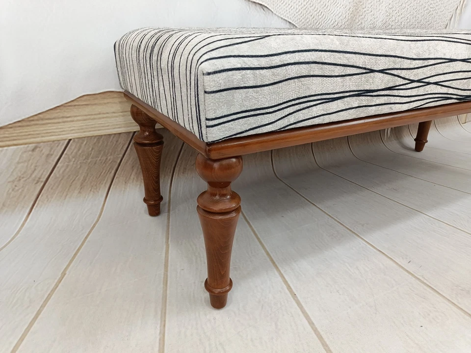 Footstool Bench Wood Work Bench Piano Bench Striped Bench Sitting Bench - Image 2 of 4