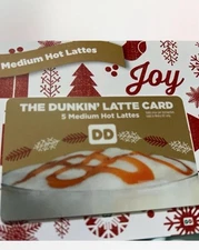 Dunkin' Donuts Hot Latte Gift Card/5 Redeems Retro Vintage Discontinued