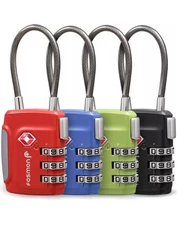 Fosmon TSA Accepted Cable Luggage Locks, 3 Digit Combination with Open Alert E34