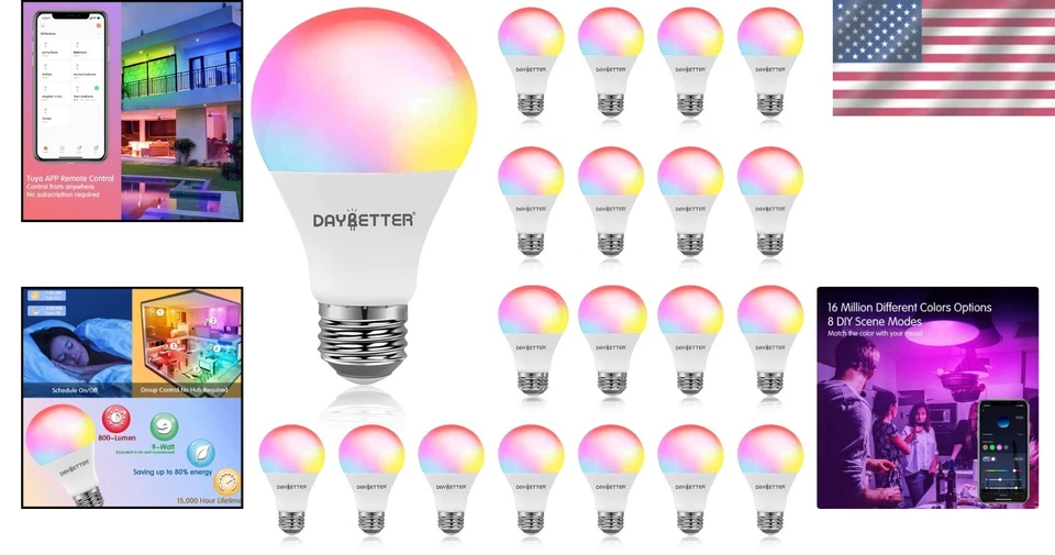 Smart Light Bulbs, RGBCW WiFi Color Changing Led B - Image 2 of 4