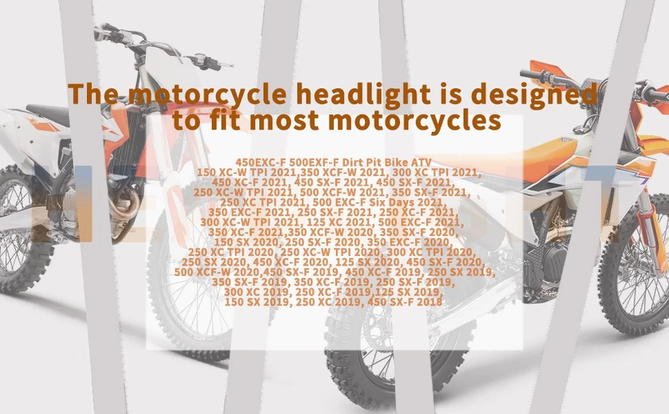 Motorcycle Headlight LED Enduro for KTM EXC XC SX MX XC 125 250 300 450 Orange Foto 4 de 4