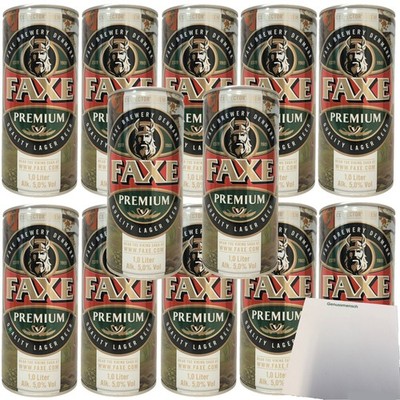Faxe Premium Lagerbier Vol. 5% 12er Pack 12x1,0L Dose EINWEG Pfand usy Block