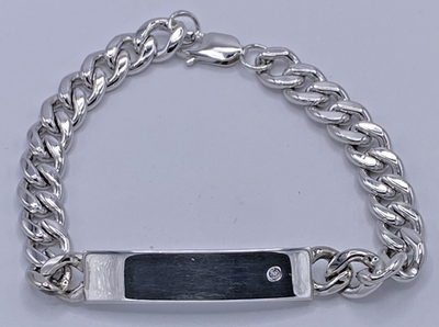wayward 【 I TYPE】SILVER925 BRACELET Sterling Silver WEH Walter E Hayward ID Bracelet Clear Stone VTG