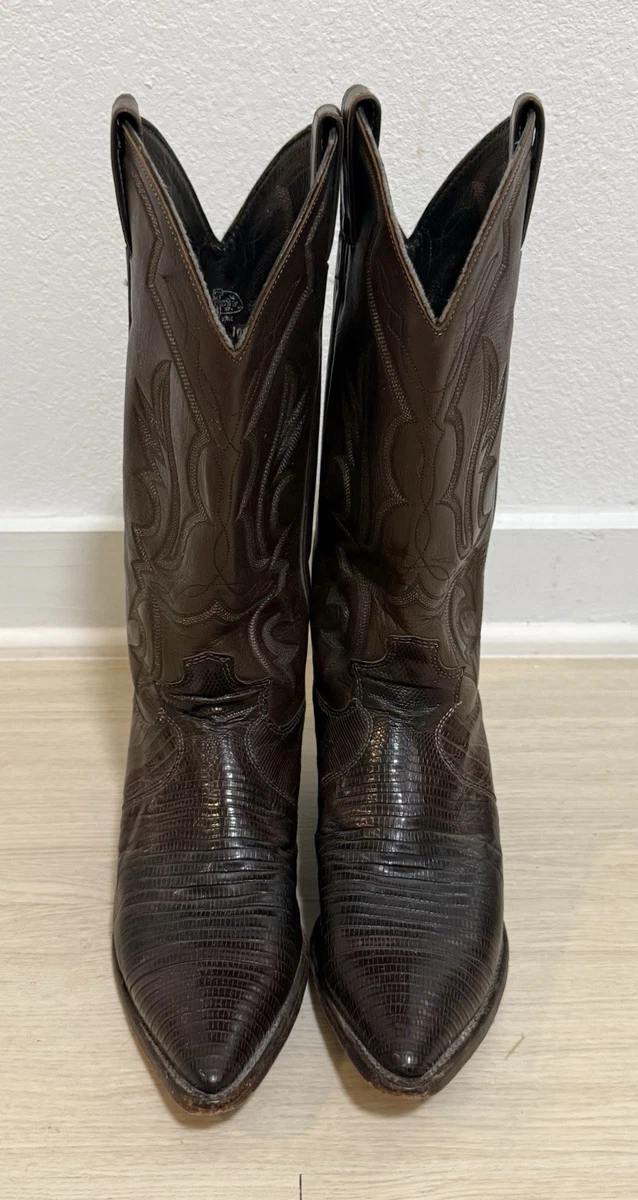 Bottes De Cowboy Vintage Justin Western - Cuir Noir - Homme - Taille US 9