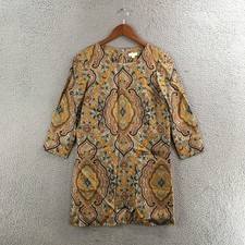 J.Crew Jules Italian Silk Paisley Jeweltone Tunic Dress Women 0 Multi 3/4 Sleeve