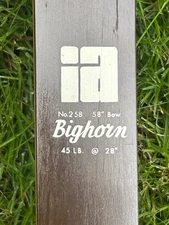 Indian Archery #258 Bighorn Hunting Recurve Bow 58" A-27-5  58" Bow