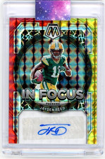 Jayden Reed - 2023 Mosaic In Focus Signatures Choice Fusion Red & Yellow RC Auto