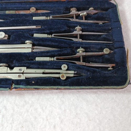 Vtg Friedmann Drafting Tool Set 9526 Leather Wood Box Czechoslovakia 10pc - Picture 11 of 23