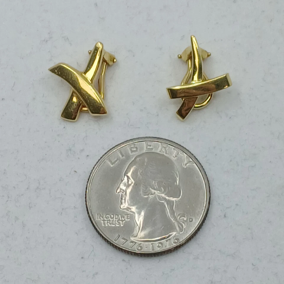 Pendientes Tiffany & Co. Oro Amarillo 18k Graffiti X .5" 16.4mm BOLSA INCLUIDA Foto 4 de 4