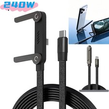 2 in 1 Invisible Holder 240W Fast Charging Cable Phone Stand For iPhone Samsung
