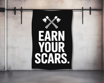 Earn Your Scars Tapestry - Motivational Gym Wall Decor