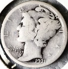 1921 D Mercury Dime 90% silver VF!
