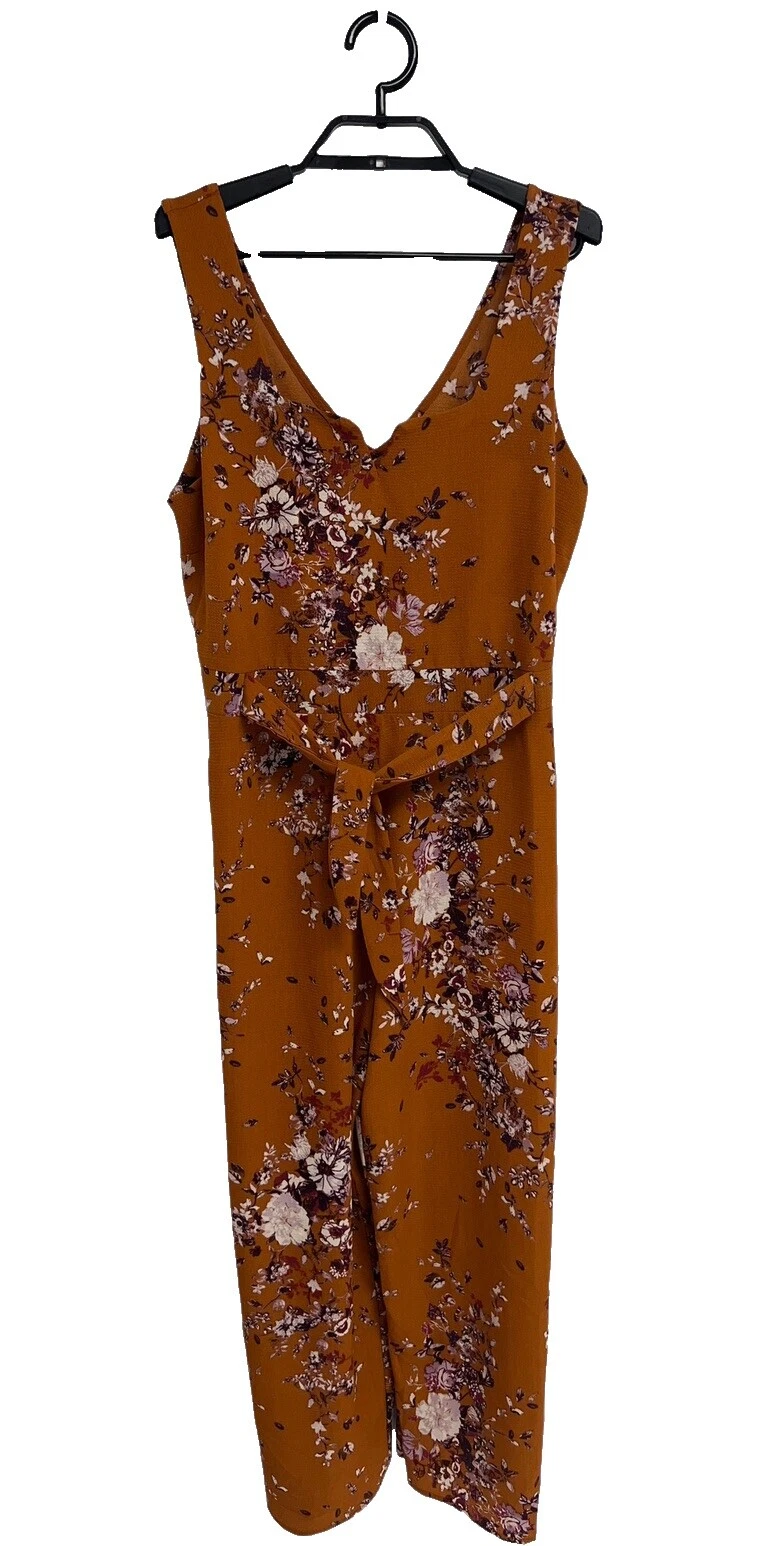Poliéster Marrón Floral Jumpsuits & Rompers for Women
