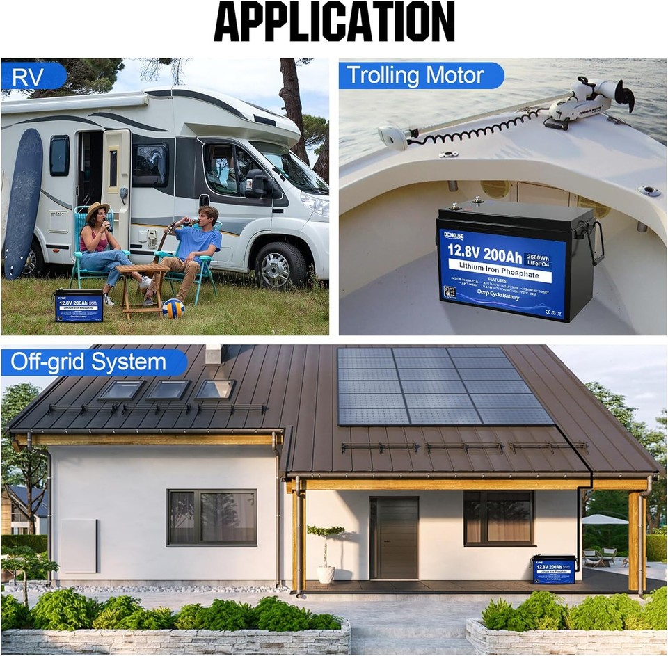 12V 200Ah Deep Cycle Litime LiFePO4 Lithium Battery for RV Solar Off ...