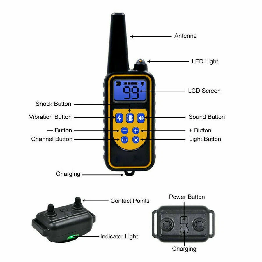 3000 FT Dog Training US Collar Rechargeable Remote Shock PET Waterproof Trainer - Image 2 of 4