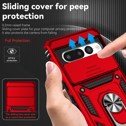 For Google Pixel 8 Pro 7 6a Magnetic Ring Stand Rugged Case Sliding Camera Cover - Picture 5 of 65
