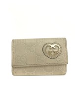 GUCCI Ssima Interlocking GG Heart Logo Leather 6 Key Ring Key Case /1J2092