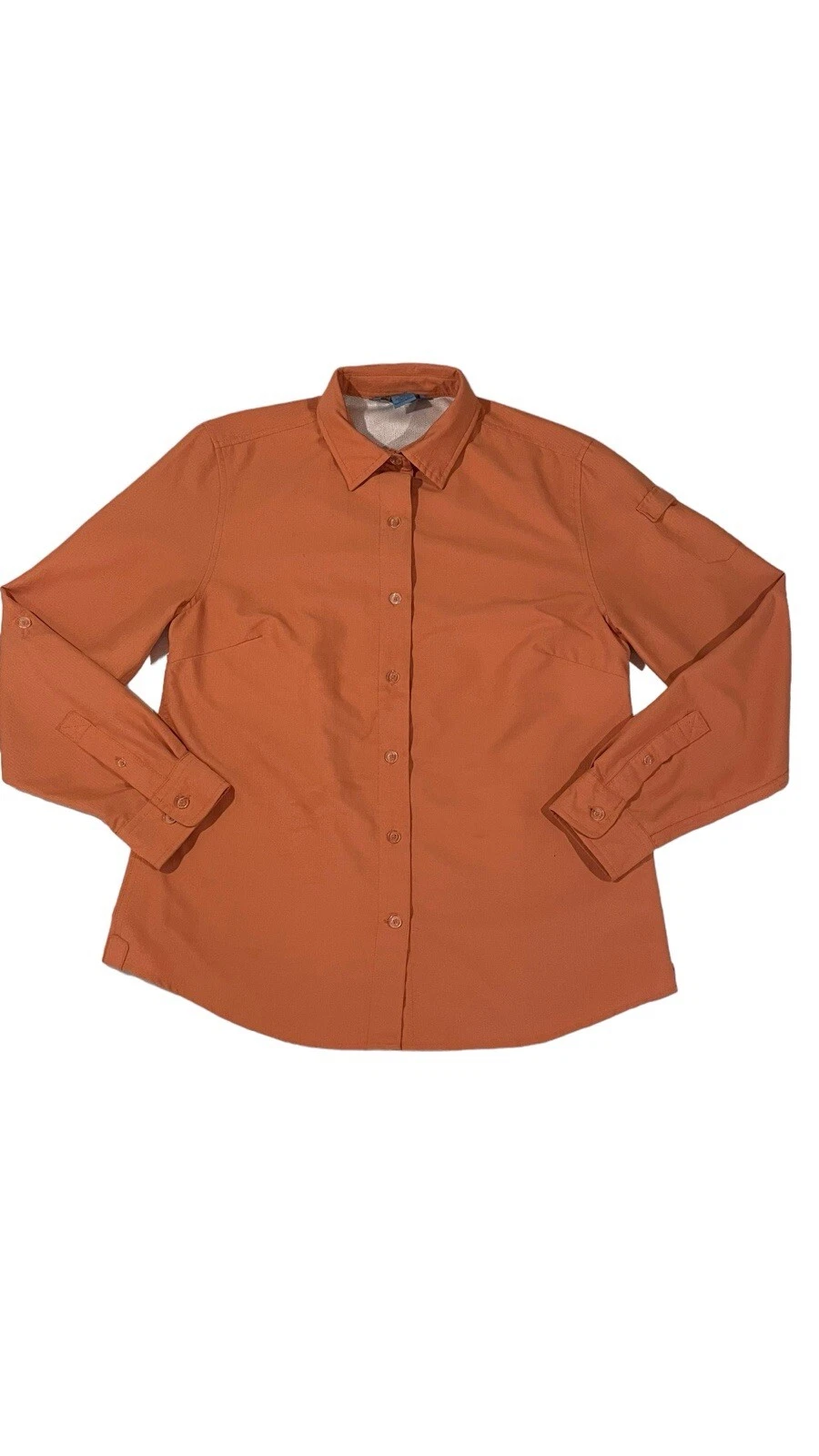 Mens Duluth Trading Co. Vented Long Sleeve Fishing Shirt Sz Med Button Up Orange