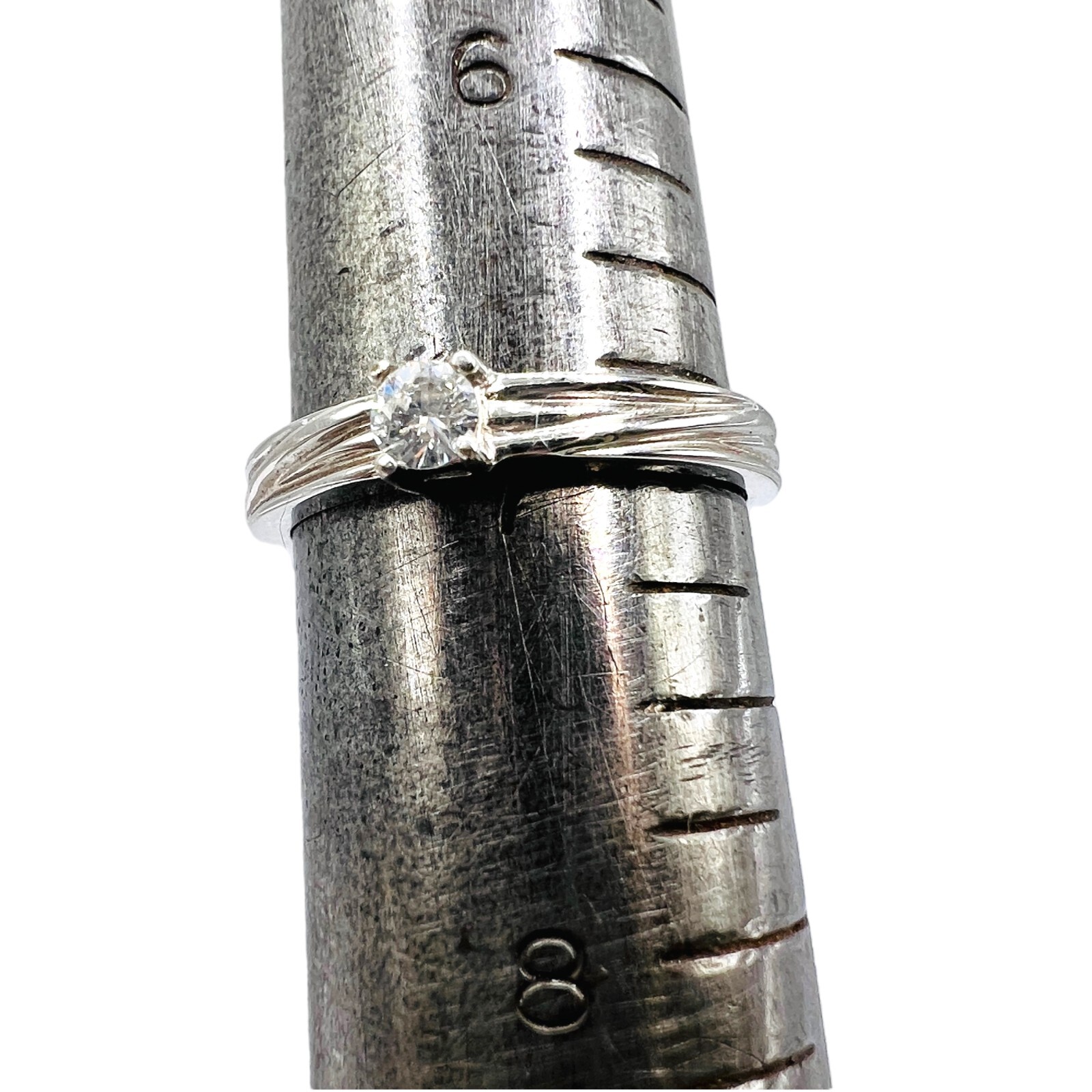 10k White Gold Diamond Solitaire Stackable Ring S… - image 6