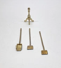 Vintage Dollhouse Miniature Fireplace Tools Andiron brush dust pan Accessories