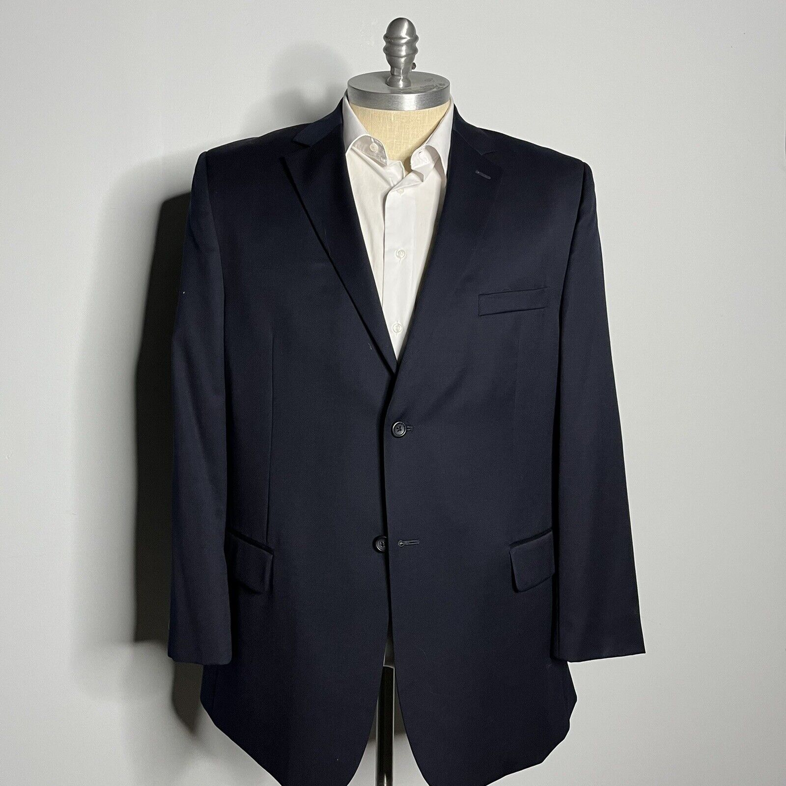 Pronto Uomo Blazer Mens Blue Solid Wool 48L Sport… - image 1
