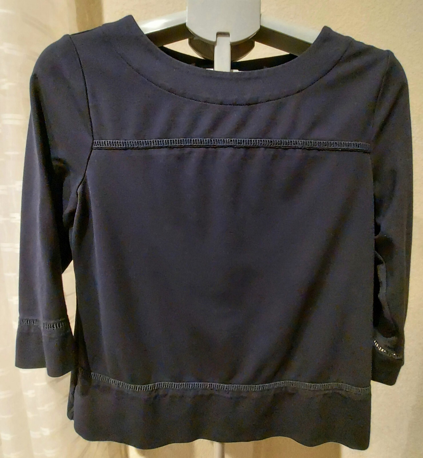 Chico's Top Casual Women's Size 0 (Small) Navy Blue 3/4 Sleeve