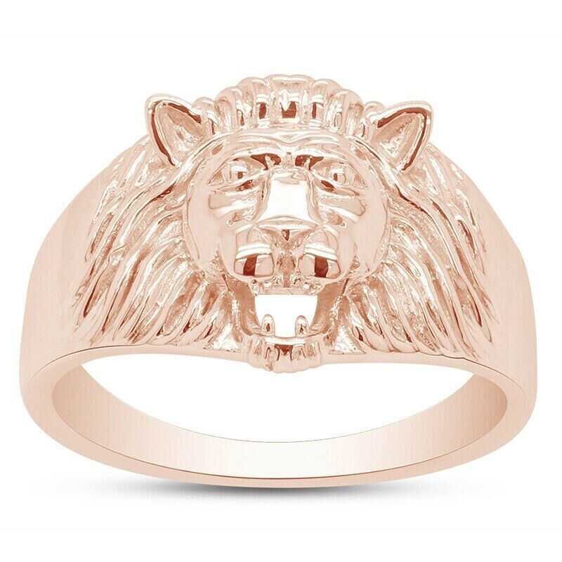 Men's" Lion Head Ring Rose Gold Plated Silver Men's Ring l212 eBay