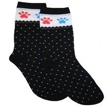 Paw Prints Polka Dot Women's Crew Socks 1 Pair, Sock Size 9-11 Dog Mom NWT