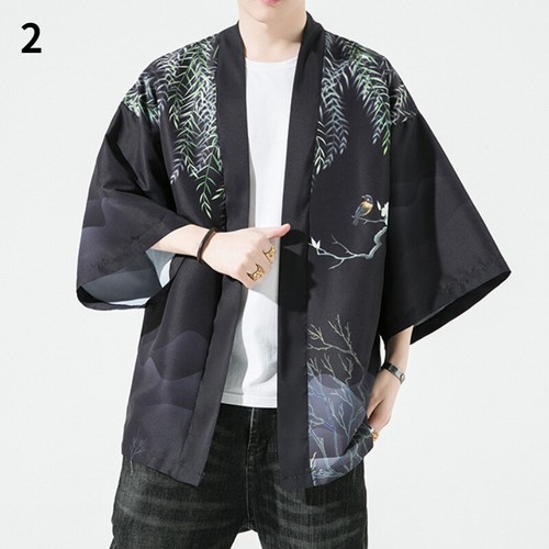 Japanischer Yukata Cardigan Herren - Traditionelle Kimono Jacke Mit Open Front Design