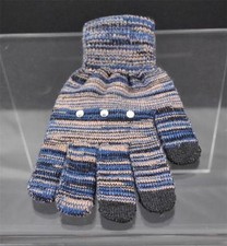 New Varigated Blue Tan Black 3 Finger Texting Gloves Rhinestone Trim B39