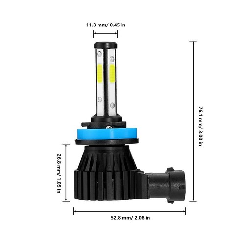 4-sides H11 LED Headlight 6000K Low Beam Bulbs Conversion Kit Crystal White 2PCS - Picture 3 of 12