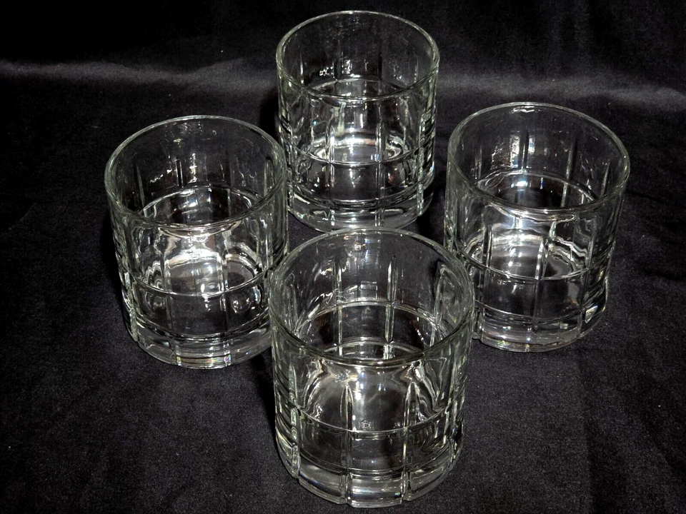 Vidrio vintage ANCHOR HOCKING 3,5" antiguo tartán rocas - Juego de 4 - EE. UU. Foto 2 de 4