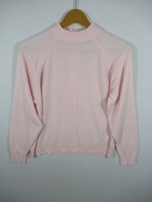 Vintage Mockneck Fuzzy Sweater Women XL Pink High Neck Duvet Made in USA