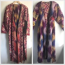 Vintage Afghan/Uzbek Silk Chapan Robe Patchwork Floral Ikat Collectors Piece