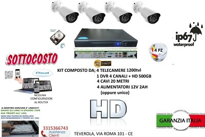Kit Videosorveglianza Esterno 2 Mpx 4 Telecamere