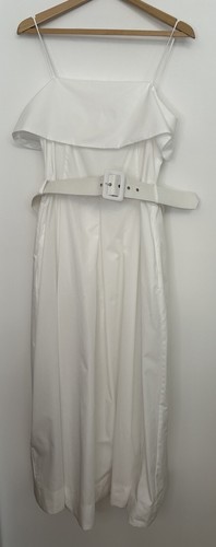 Vestido de mujer Zara talla grande UK 12 blanco con cinturón nuevo con etiquetas - Imagen 2 de 6