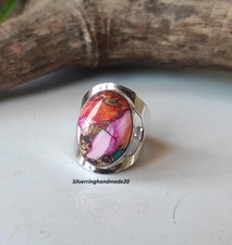 Pink Oyster Turquoise Solid 925 Sterling Silver Statement Ring, All Size M1664