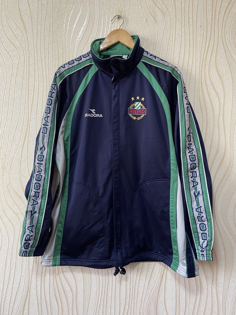 RAPID WIEN 90s FOOTBALL SOCCER TRACK JACKET DIADORA sz 42 XL RAPID WIEN 90s FOOTBALL SOCCER TRACK JACKET DIADORA sz 42 XL