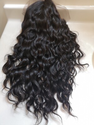 Custom High Quality Sexy 17'' Human Hair 13x6 Front Lace Wig 1B Bleach  Knots