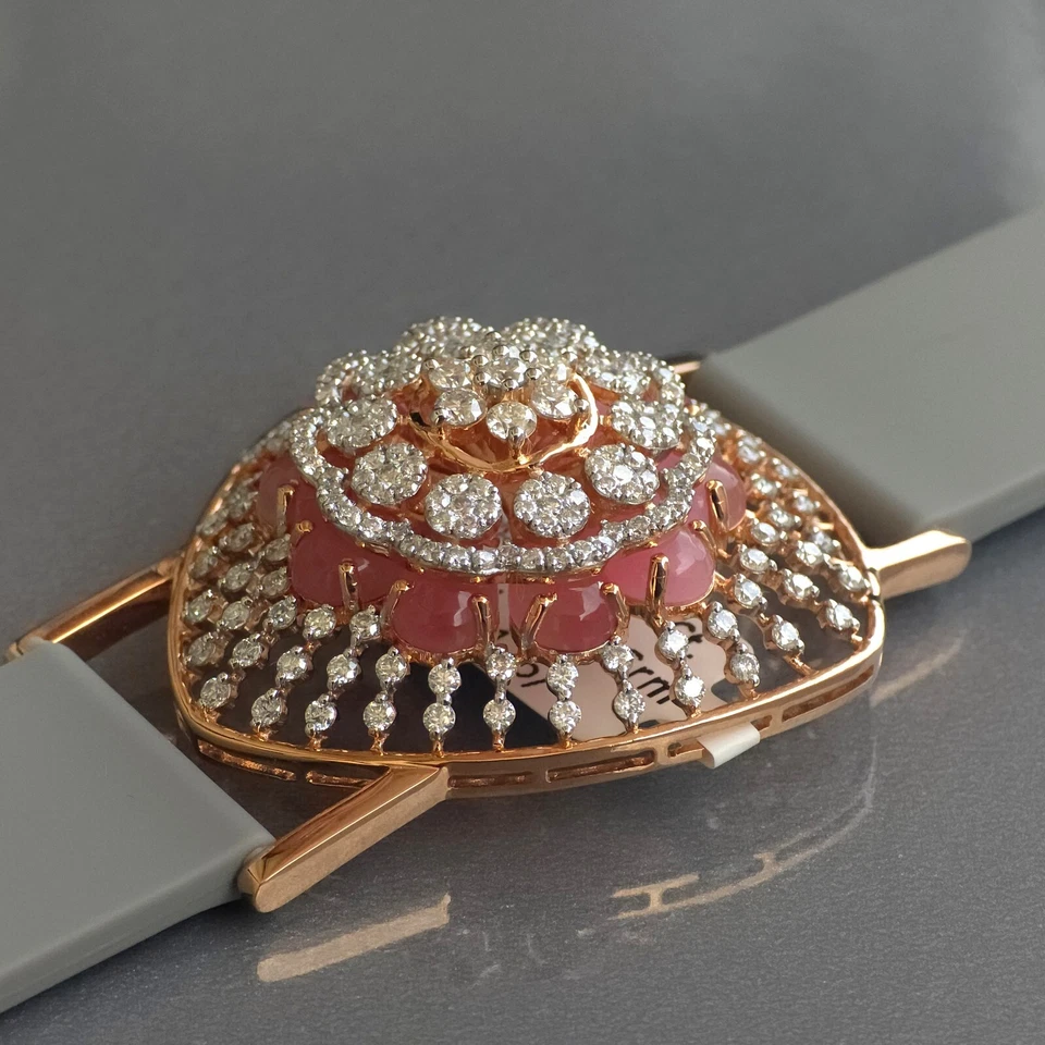 Fabulosa Pulsera Plata 935 Moissanites Blanco Brillante Forma Cúpula Triángulo Foto 3 de 4