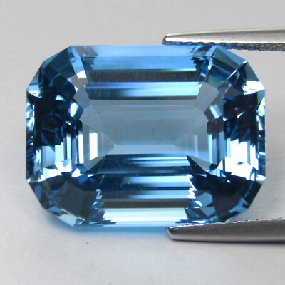 23.64Cts Marvelous Natural Swiss Blue Topaz Fashion Emerald Cut Gemstone