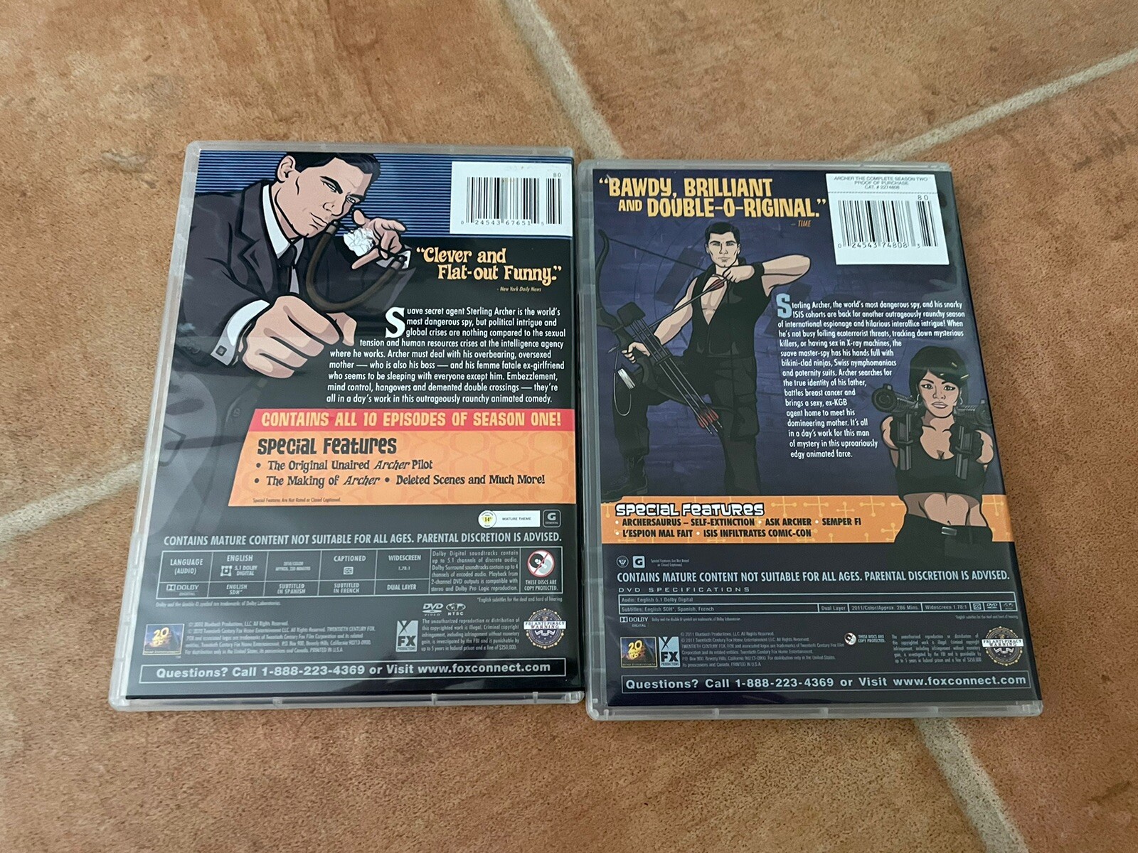 Archer DVD Seasons 1 & 2 Complete Spy Espionage 4 Discs